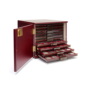 Gabinete de monedas para 10 bandejas de monedas estándar, Acaobado (mateseda)