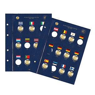Hojas VISTA para 23 monedas conmemorativas europ. de 2€ '30º aniv. de laBanderadela UE'