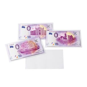 Fundas protectoras BASIC para  billetes de banco y “Euro Souvenir”, 140 x80 mm, paq.de 50