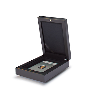 Estuche Volterra para 1 lingote de oro estampado en blíster, negro