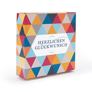 Estuche de regalo para un lingote de oro en blíster 'Herlichen Glückwunsch', moderno