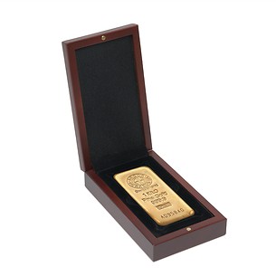 Estuche VOLTERRA para 1x lingote de oro 500g/ 1.000 g, color caoba
