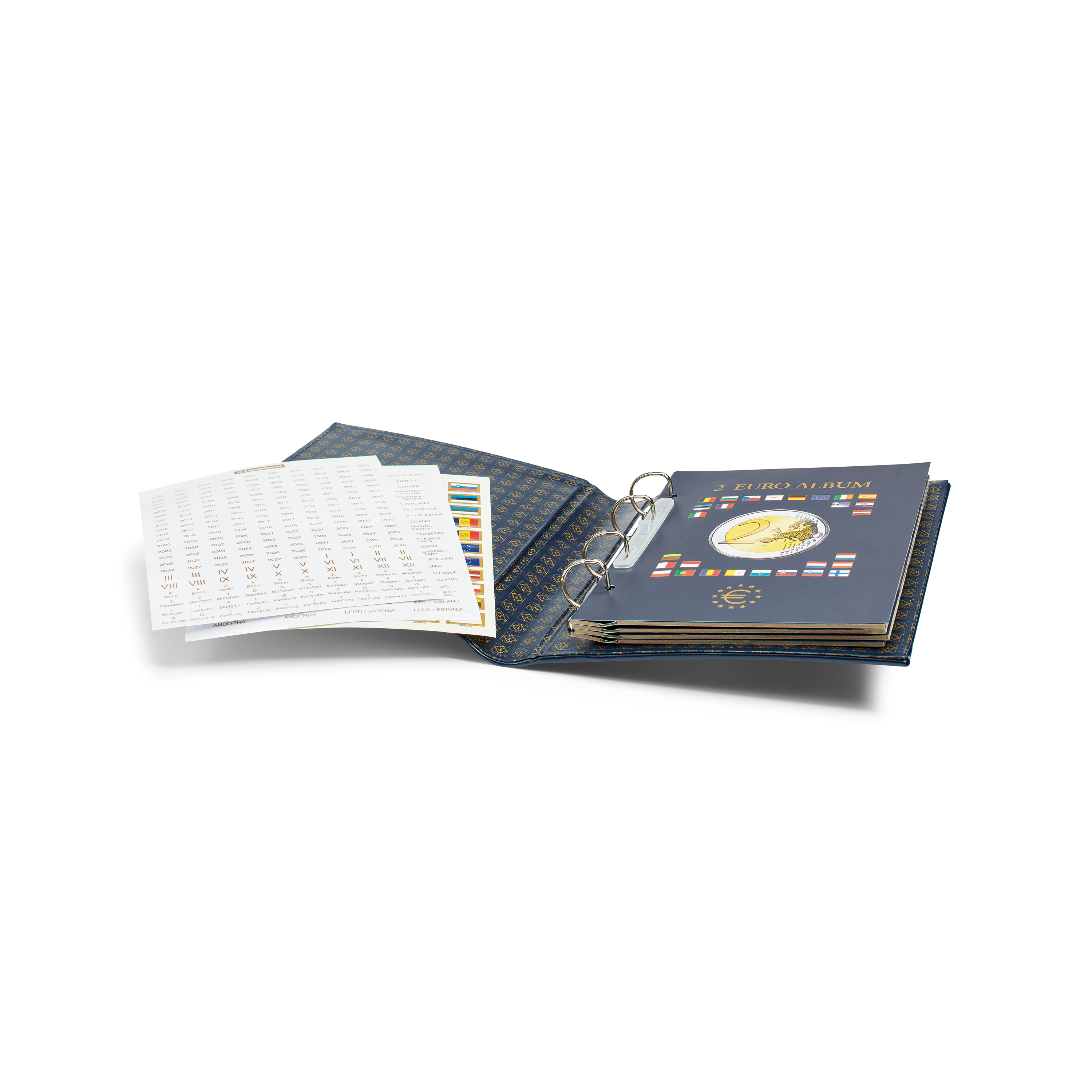 Album Monete Leuchtturm Per 80 Monete Da 2 Euro - Con 4 Fogli Vista E Custodia Protettiva, Similpelle