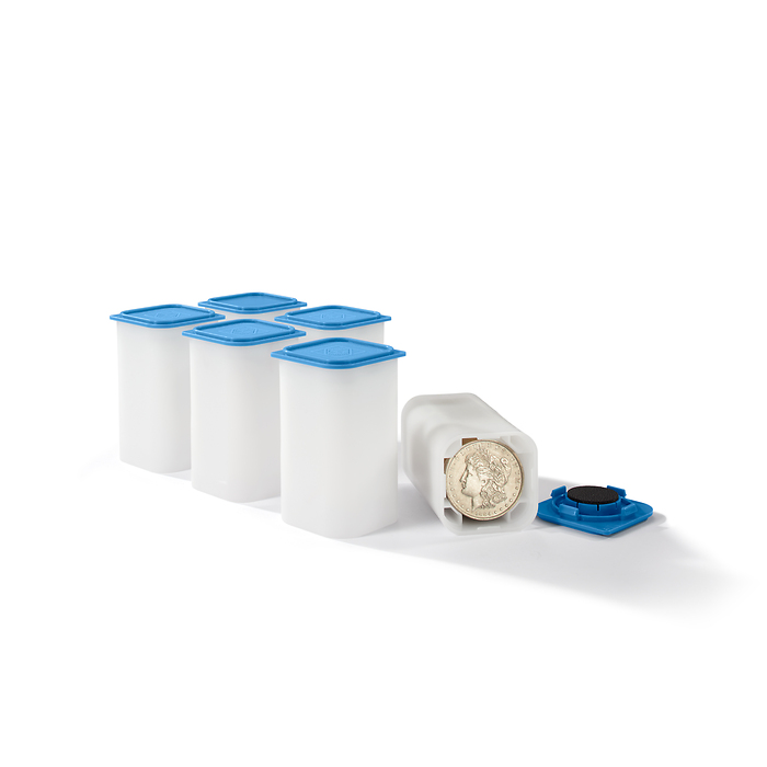 Sqube Tubo cuadrado para 20 monedas de 38 – 39 mm de diámetro, apilable, paquete de 6