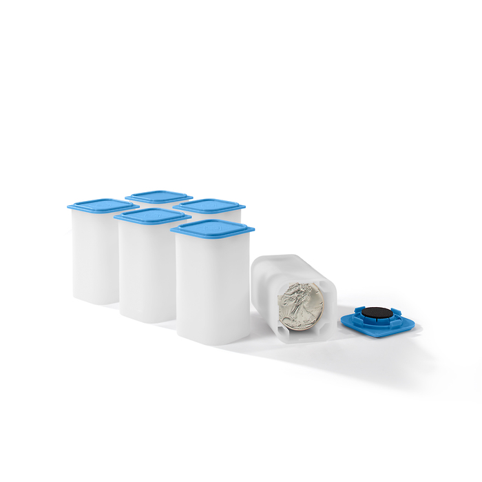 Sqube Tubo cuadrado para 20 monedas de 40 – 41 mm de diámetro, apilable, paquete de 6