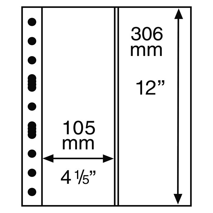 hojas de plástico GRANDE, con 2 Bandas verticales, transparentes