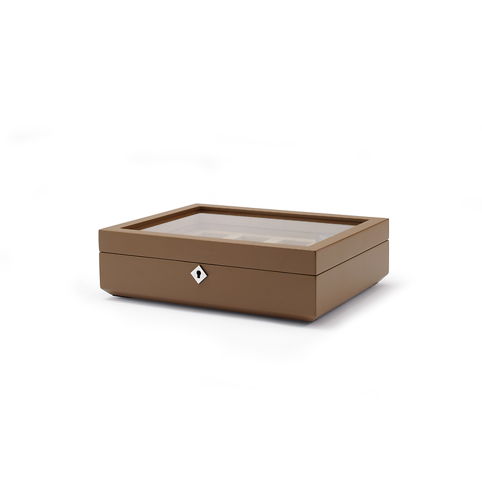 Caja para relojes Chronos con tapa de cristal, para 8 relojes, color negro