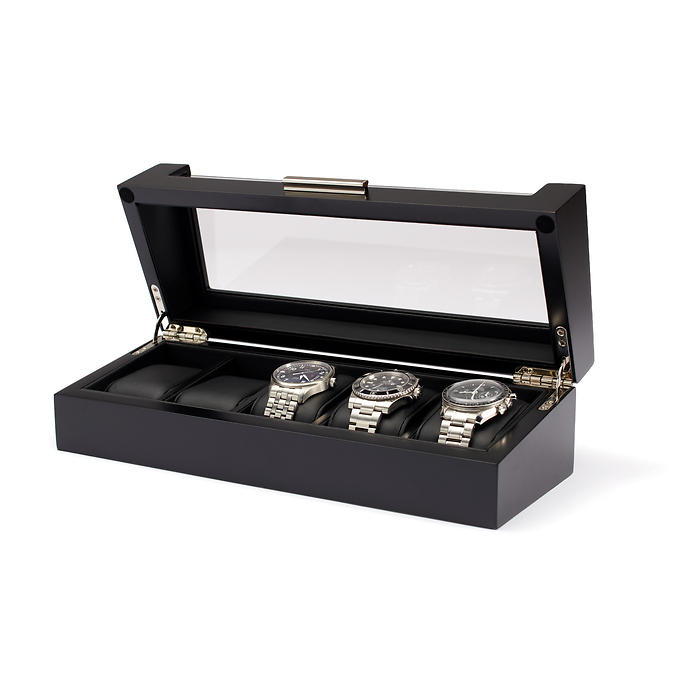 Caja para relojes Tempor, 5 compartimentos, negra