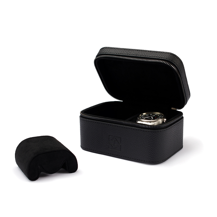 Estuche de viaje para relojes Vigil, 2 compartimentos, negro