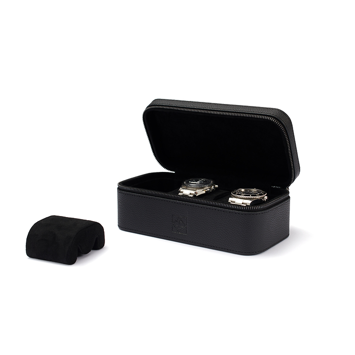 Estuche de viaje para relojes Vigil, 3 compartimentos, negro