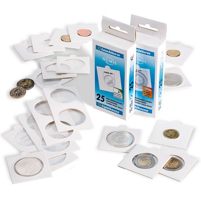 Cartones para monedas TACK 25  mm, para grapar, paquete de 1000