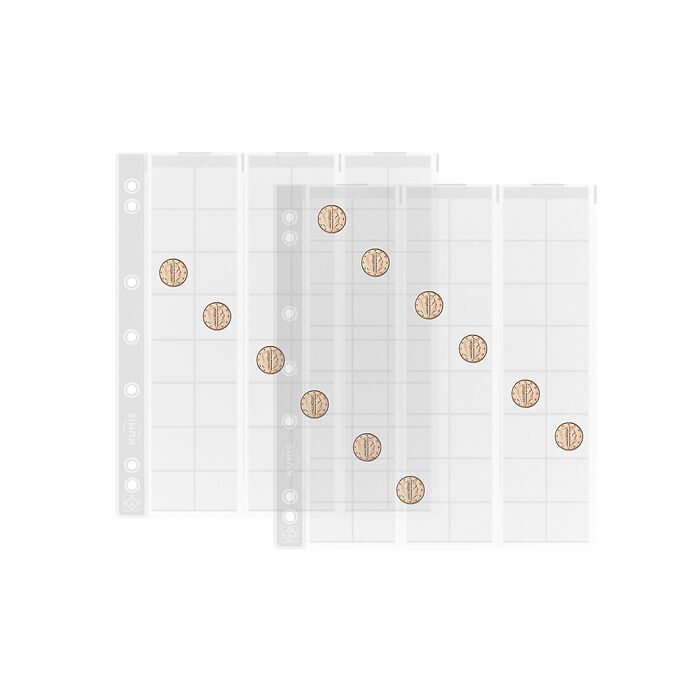 Hojas para monedas Numis, de 48 divisiones de 17 mm Ø, paquete de 5