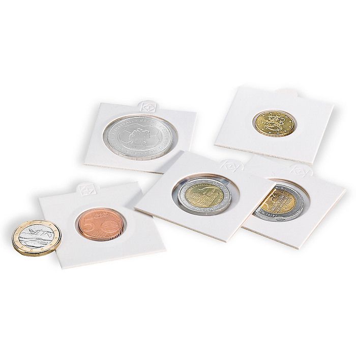 Cartones de monedas MATRIX, blanco, diámetro 37,5 mm, autoadheivos, 25 unidades