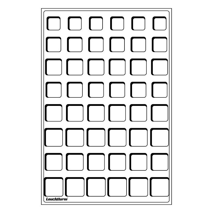 BandejaL con 48 divisiones esquinadas para 6 series de monedas de euro decurso legal,azul