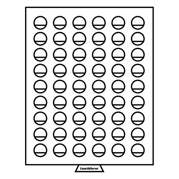 Bandeja para monedas MB 54 divisiones redondas de 26 mm Ø, color humo