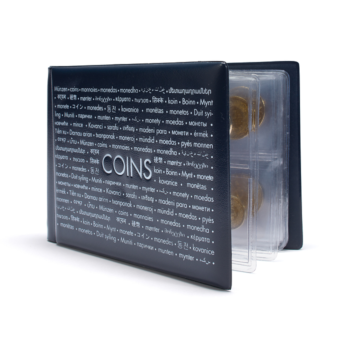 Álbum de bolsillo para monedas con 8 Hojas, cada una para 6   monedas, azul
