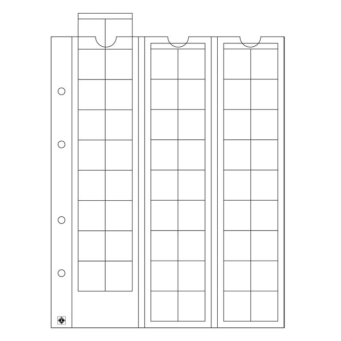 Hojas Optima, para 54 monedasde hasta 20 mm Ø, transparentes