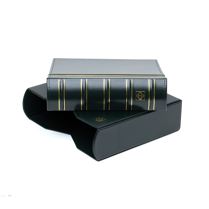 Álbum para 200 FDCs o cartas en el formato C6, con cajetín protector, verde