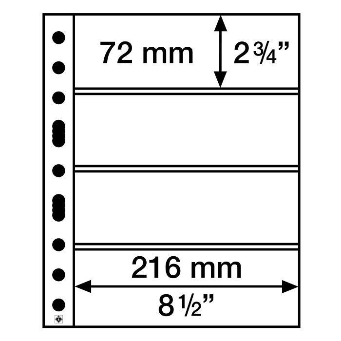 Hojas de plástico Grande, con  4 bandas horizontales, transprentes