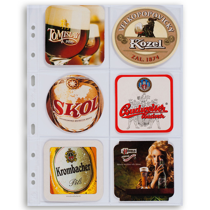 Hojas de plástico Grande, con6 estuches, 106x98 mm, transparentes