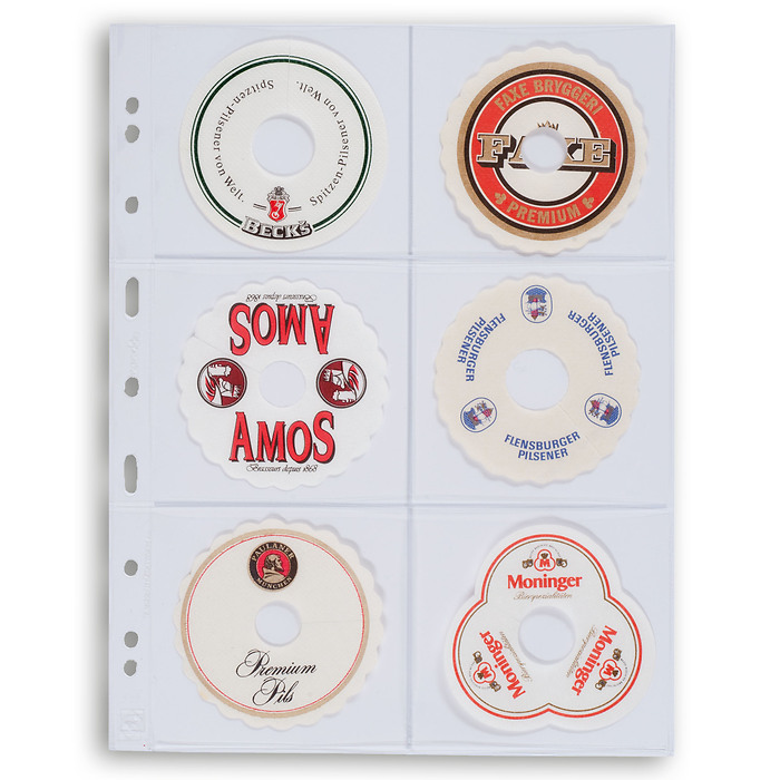 Hojas de plástico Grande, con6 estuches, 106x98 mm, transparentes