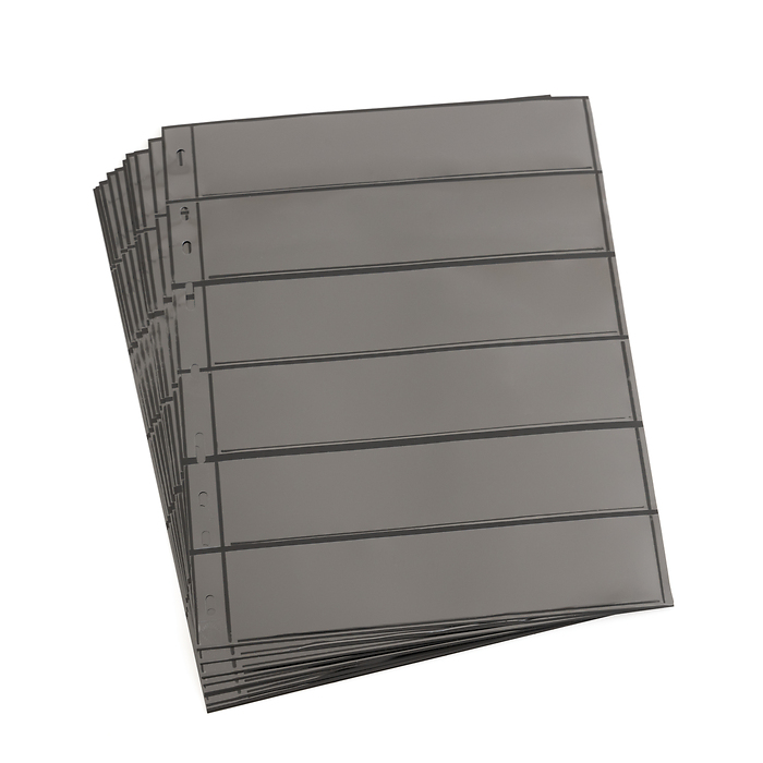 Hojas de plástico Optima, 6 divisiones, negro