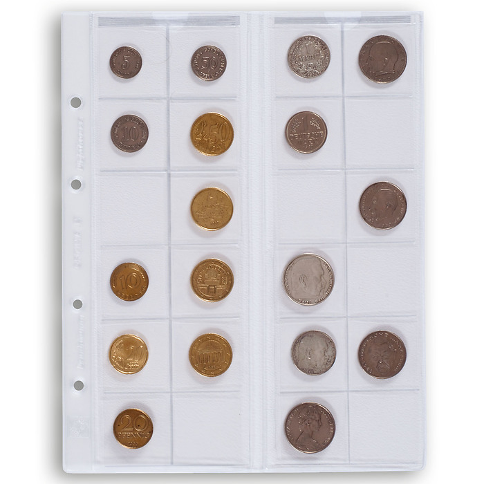 Hojas Optima, para 24 monedas   de hasta 34 mm Ø, transparentes