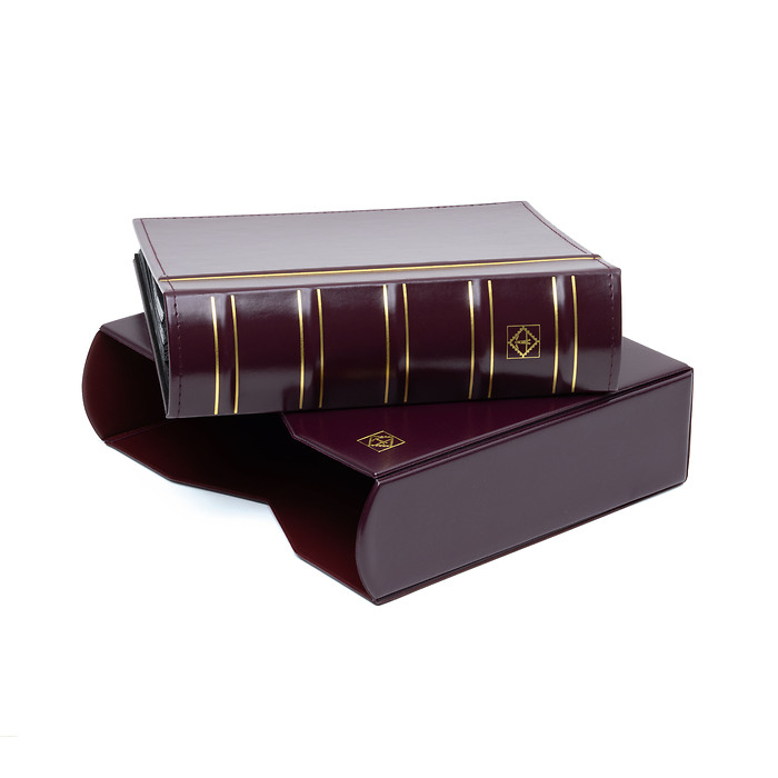 Álbum para 200 FDCs o cartas en el formato C6, con cajetín protector, rojo