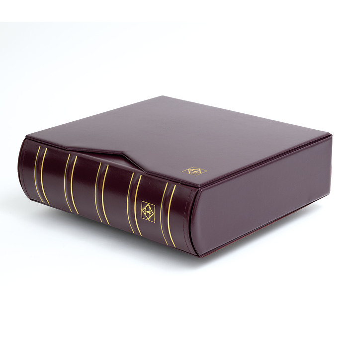 Álbum para 200 FDCs o cartas en el formato C6, con cajetín protector, rojo