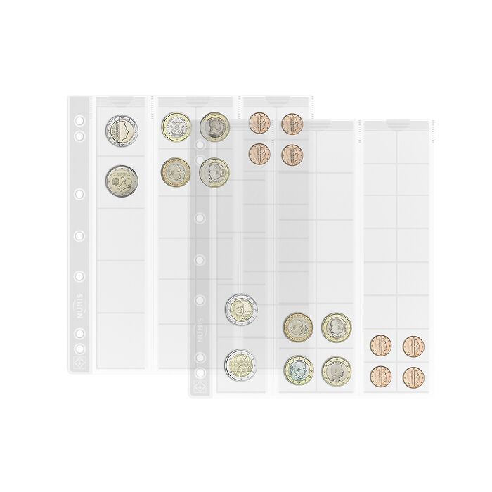 Hojas para monedas NUMIS, de 33 divisiones de Varios Ø, paquete de 5