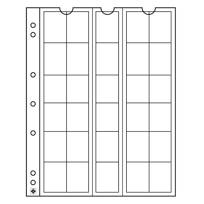 Hojas para monedas Numis, de 30 divisiones de 25 mm Ø, paquete de 5