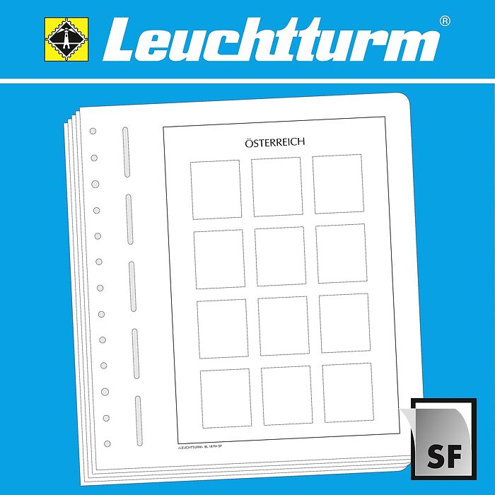 Leuchtturm hojas de Álbum neutras para sellos personalizados Austria (formato vertical)