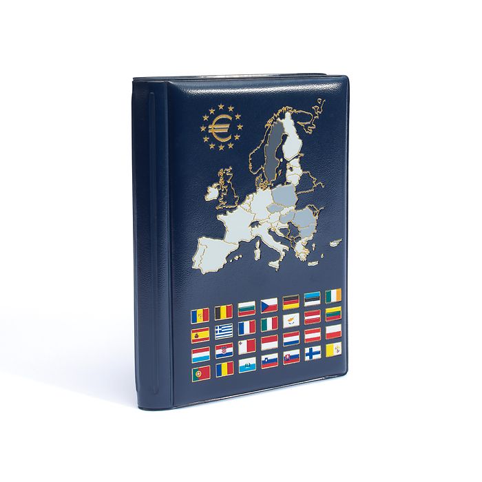 Álbum de bolsillo con 2 hojas  para 2 series compl. de monedas de euro decurso legal,azul
