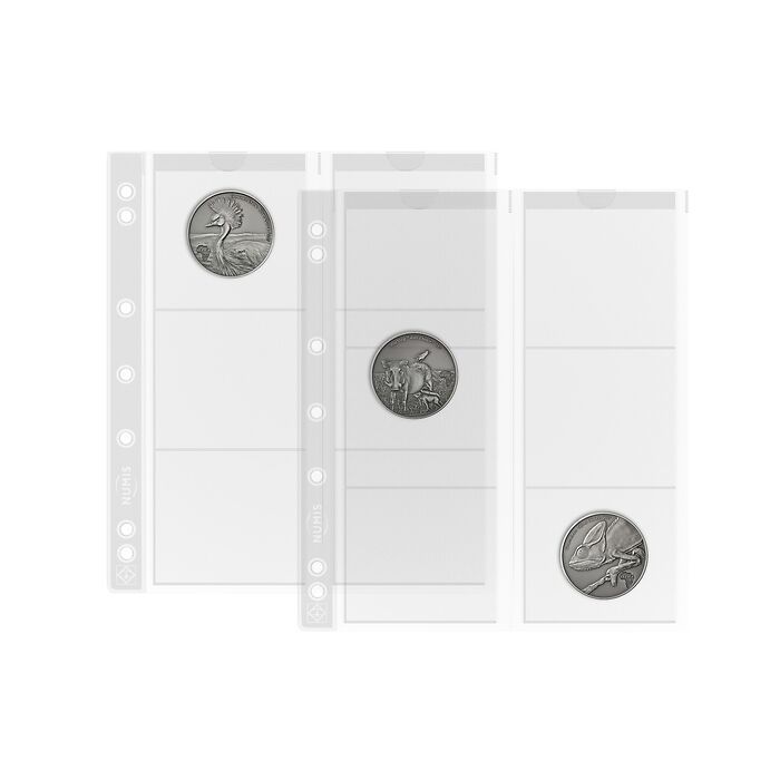 Hojas para monedas NUMIS, de 6 divisiones de 55 mm Ø, paquete de 5