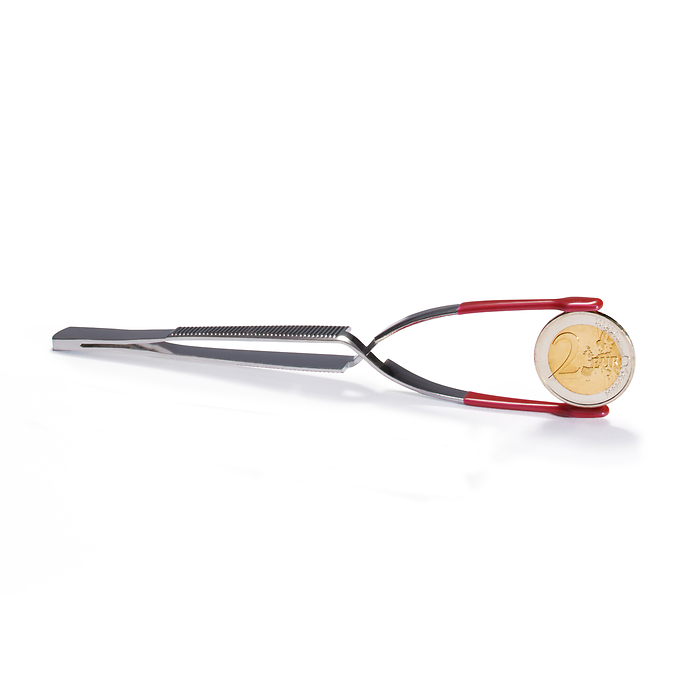 Pinzas PI9, recubiertas de plático para monedas, 16cm