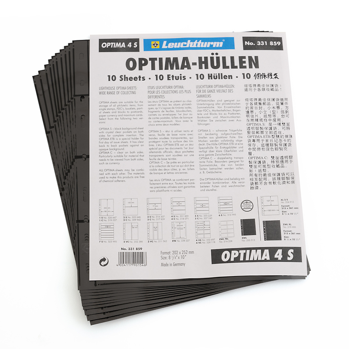 Hojas de plástico Optima, 4 divisiones, negro