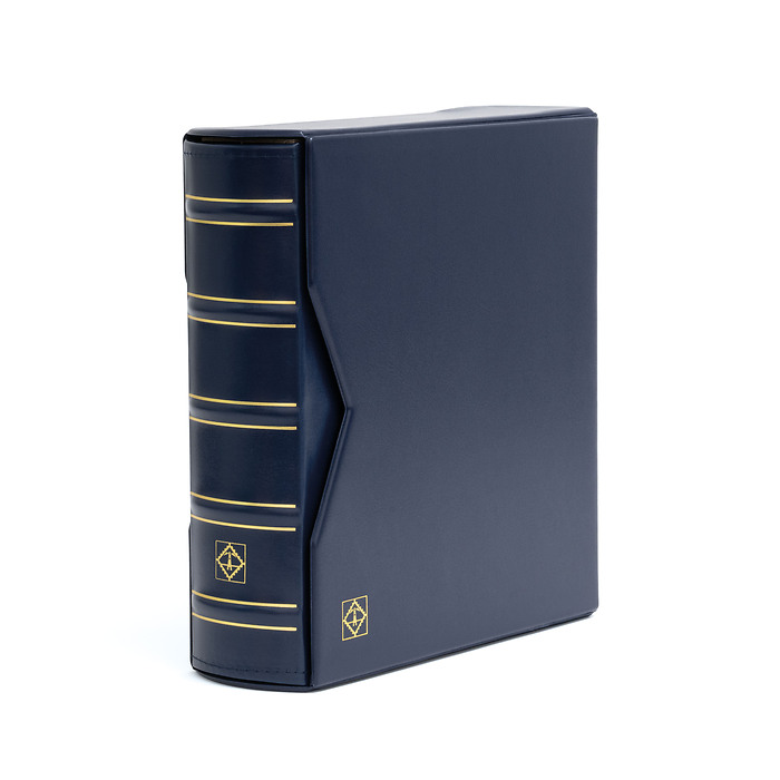 Álbum para 200 FDCs o cartas en el formato C6, con cajetín projoector, azul