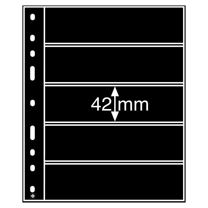 Hojas de plástico Optima, 5 divisiones, negro