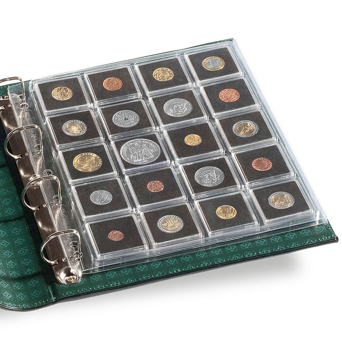 Hojas ENCAP, transparentes para 20 cápsulas de monedas QUADRUM 50 x 50 mm