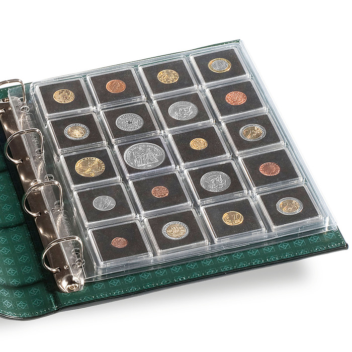 Hojas para monedas Encap, transparentes para 20 cápsulas de  monedas Quadrum 50 x 50 mm