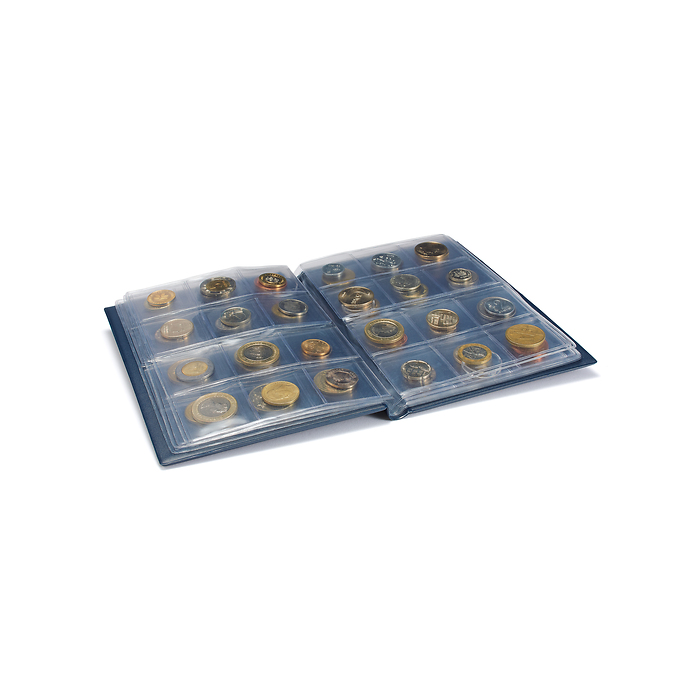 Álbum de bolsillo Route 96 para monedas con 8 Hojas, cada una para 12 monedas, azul