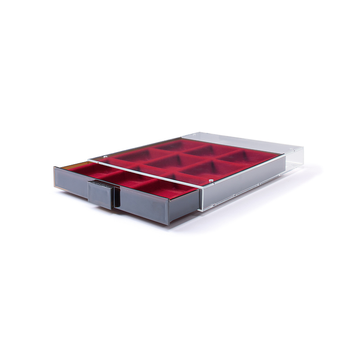 Bandeja MB para monedas 9 divisiones esquinadas para cáps. de monedas americanas