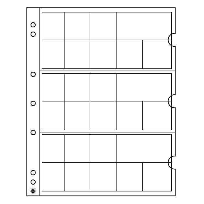 Hojas para monedas Numis, 3 series completas de monedas de Euro, paquete de 5