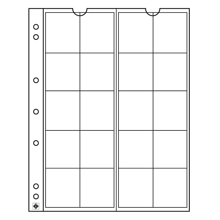 ESHojas para monedas Numis, de 20 divisiones de 34 mm Ø, paquete de 5