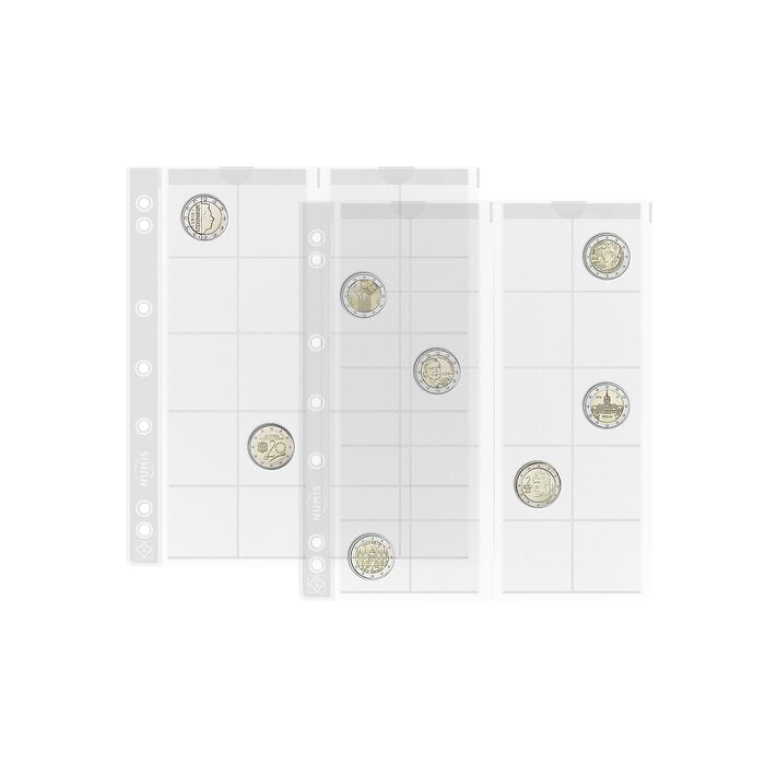 ESHojas para monedas Numis, de 20 divisiones de 34 mm Ø, paquete de 5