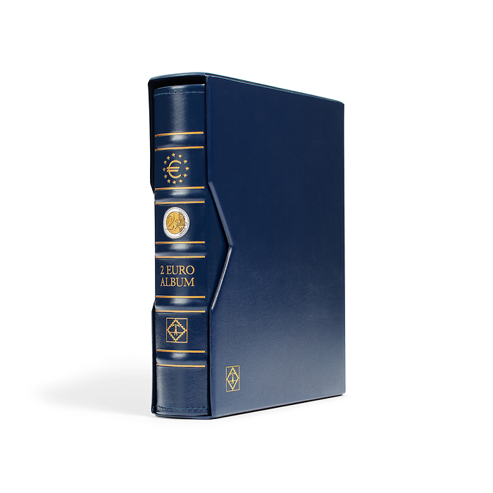 Vista Álbum para monedas de 2Euros (4 Hojas neutras) con cajetín, azul