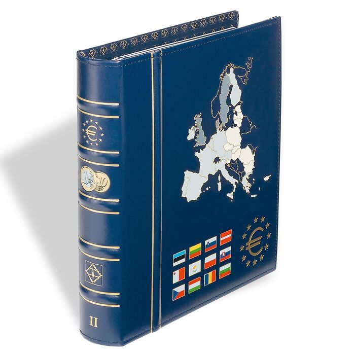VISTA álbum de monedas de euro, tomo 2 'Los nuevos países',  con cajetín protector, azul