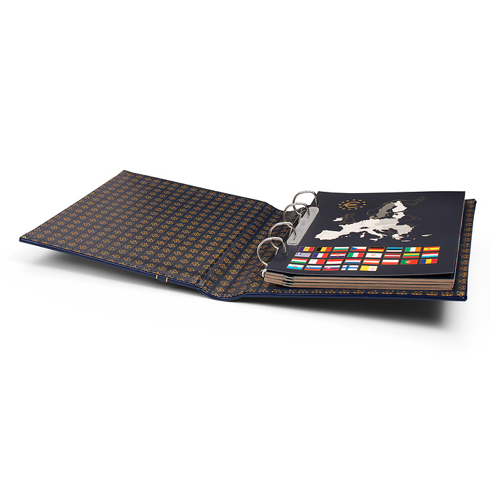 Vista Tapa Euro Classic, grabados en el lomo y en la tapa con cajetín, azul