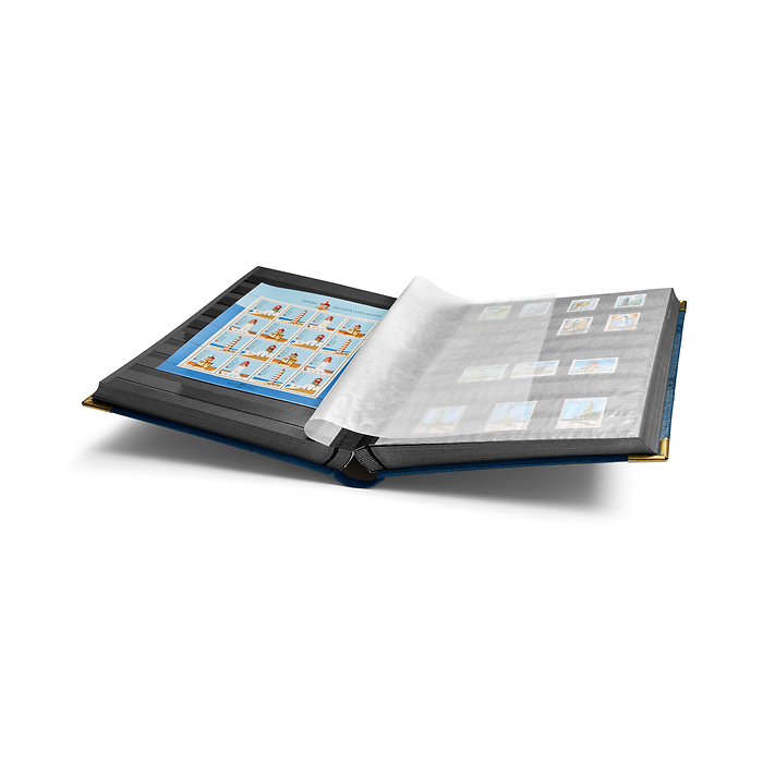 Comfort Clasificador A4 64 páginas negra tapa imitación cocodrilo con esq.de dorados azul