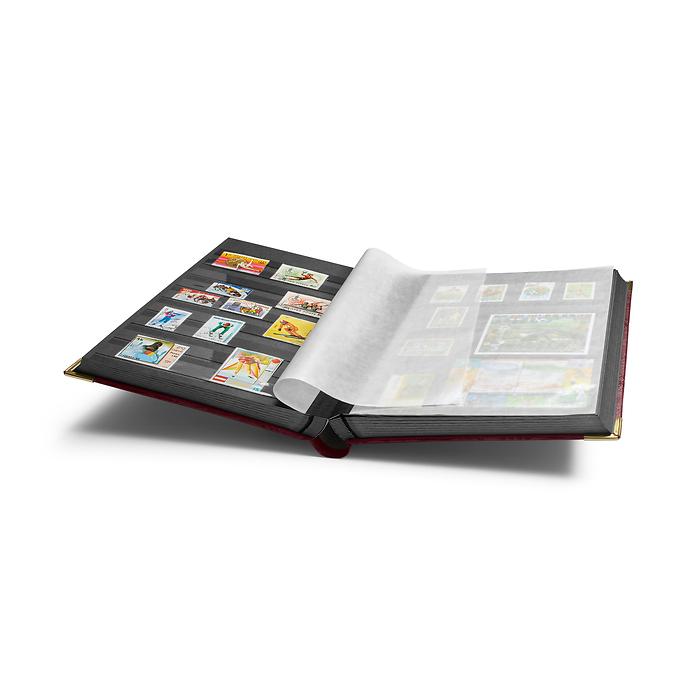 Lujosos Clasificador A4 64 páginas negra tapa imitación cocodrilo con esq.de dorados rojo